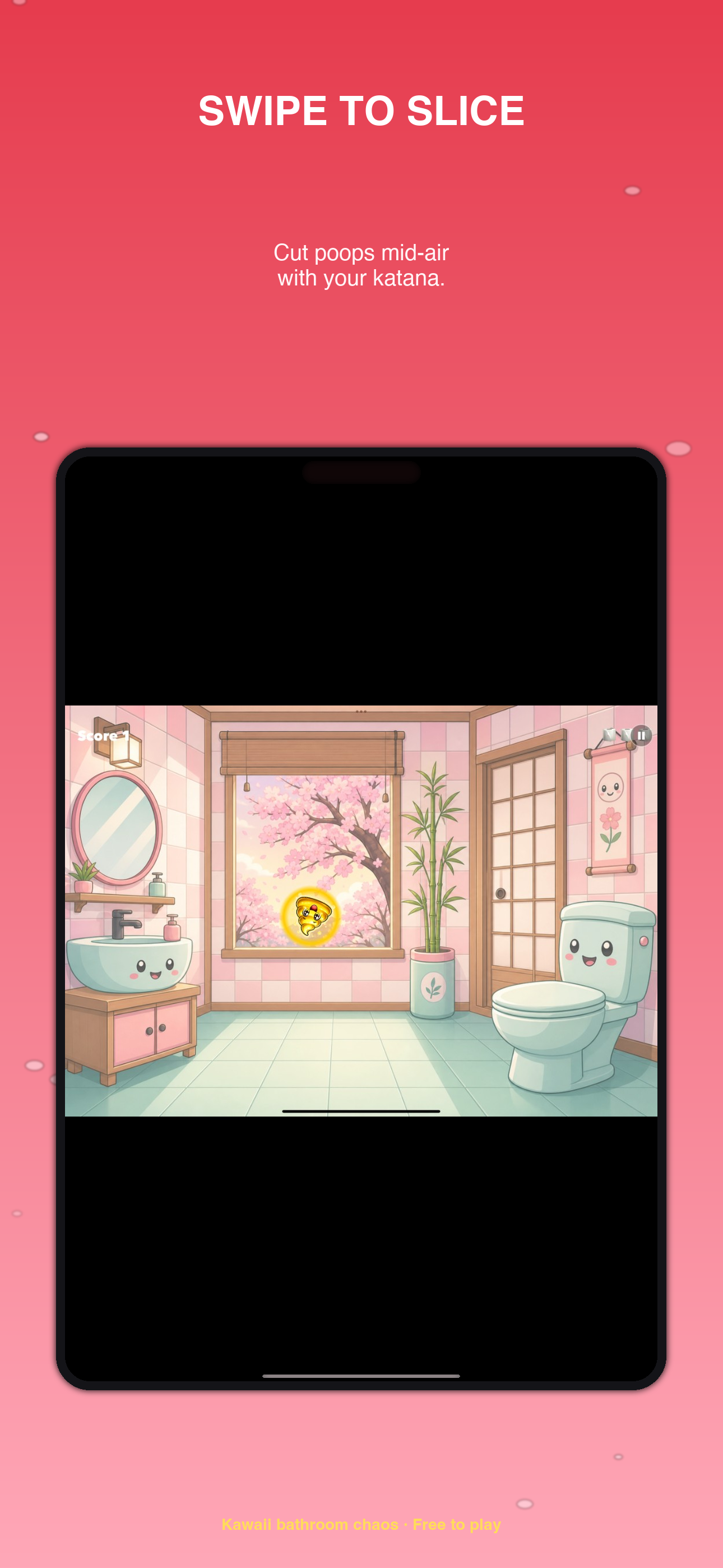 Gameplay — slicing kawaii clutter